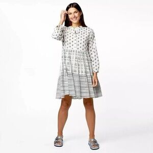 Rosenthal White and Black Long Sleeve Dress